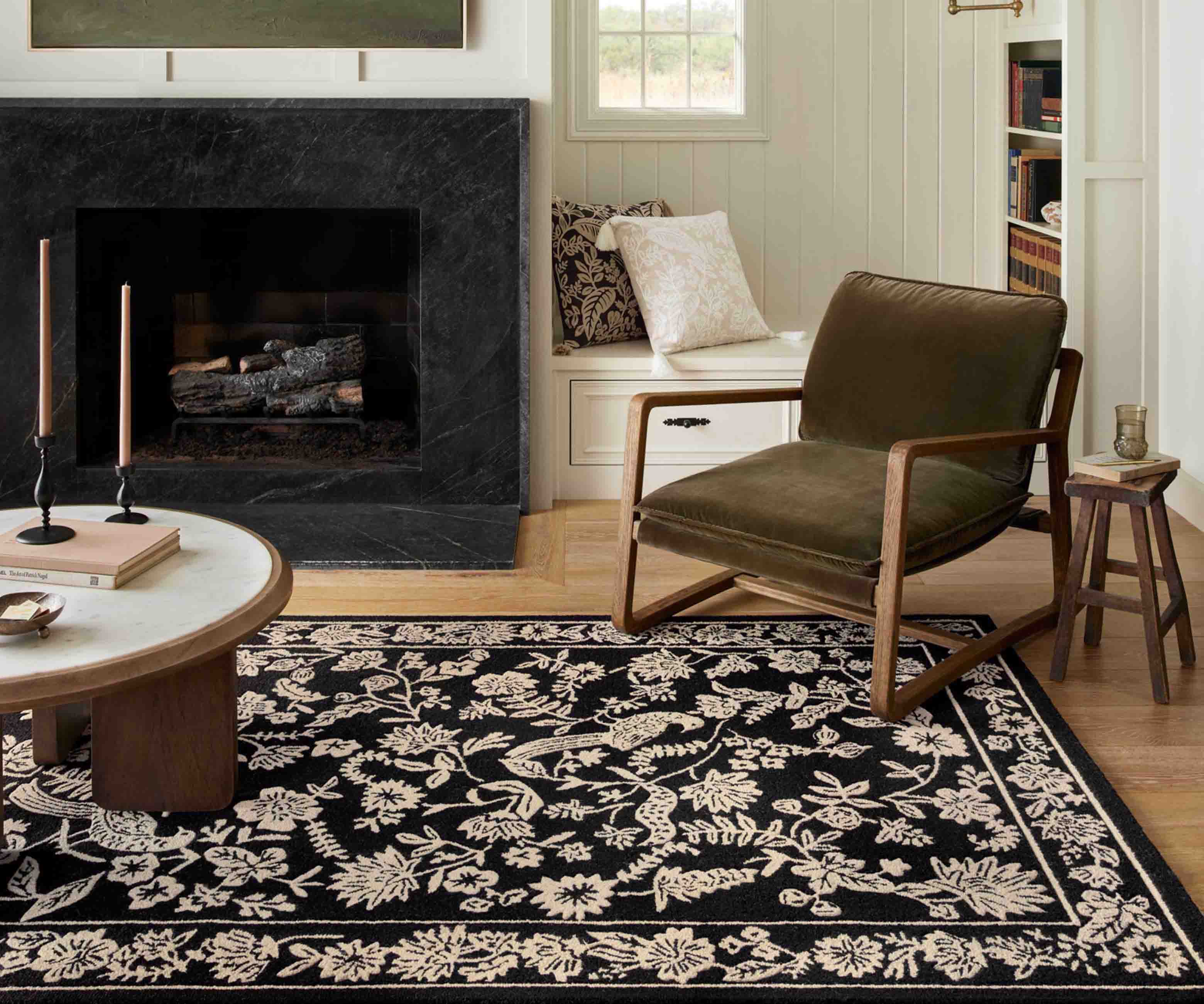 Arboretum Aviary Wool-Hooked Rug - Black - Image 4