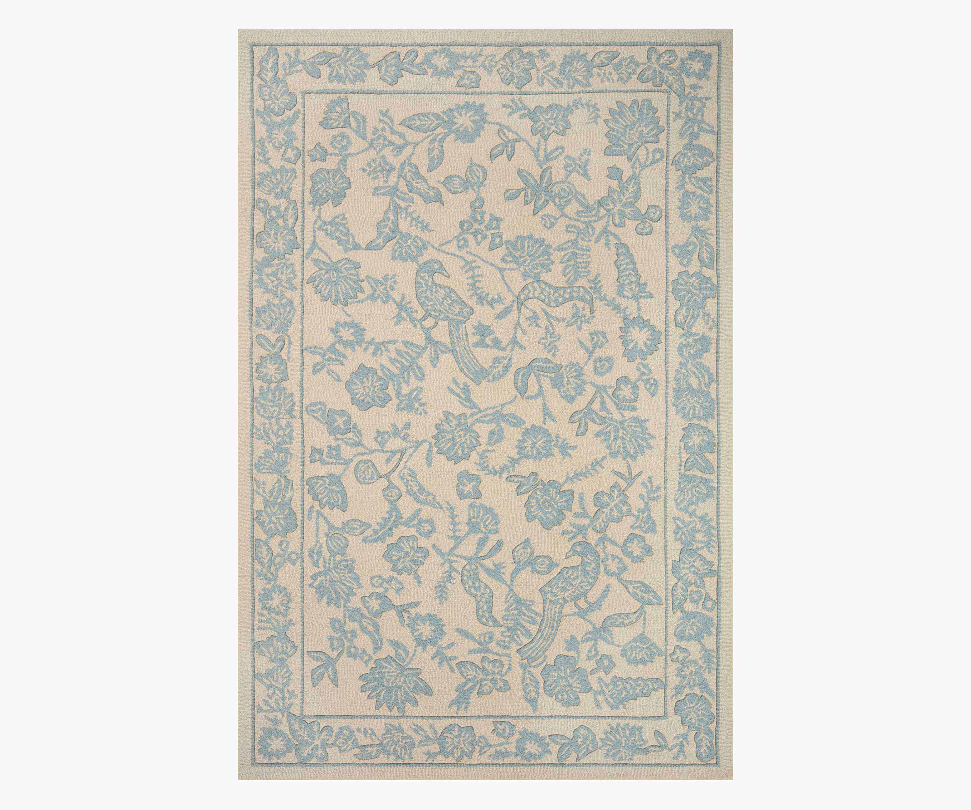 Arboretum Aviary Wool-Hooked Rug - Periwinkle - Image 10