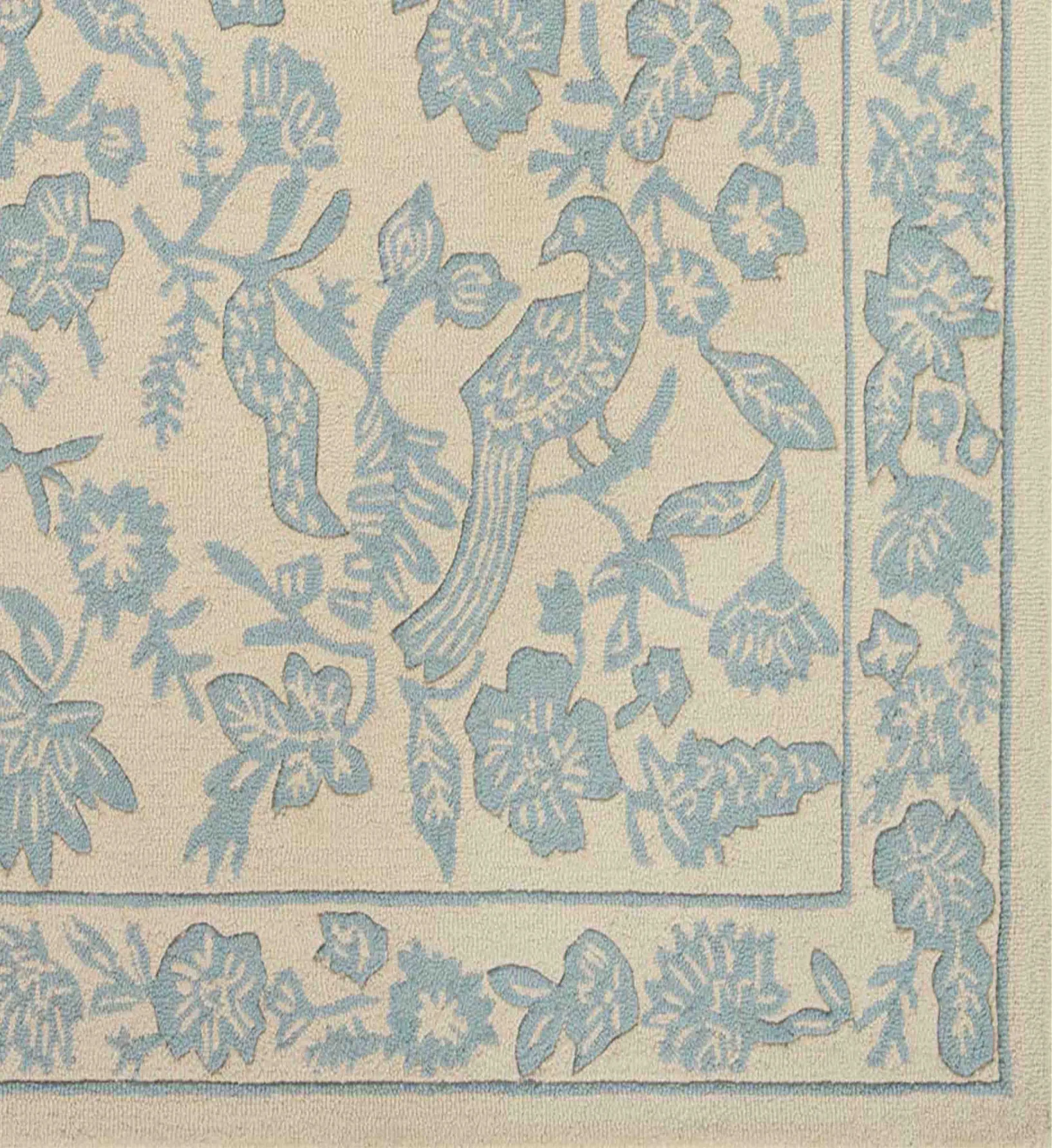 Arboretum Aviary Wool-Hooked Rug - Periwinkle - Image 3