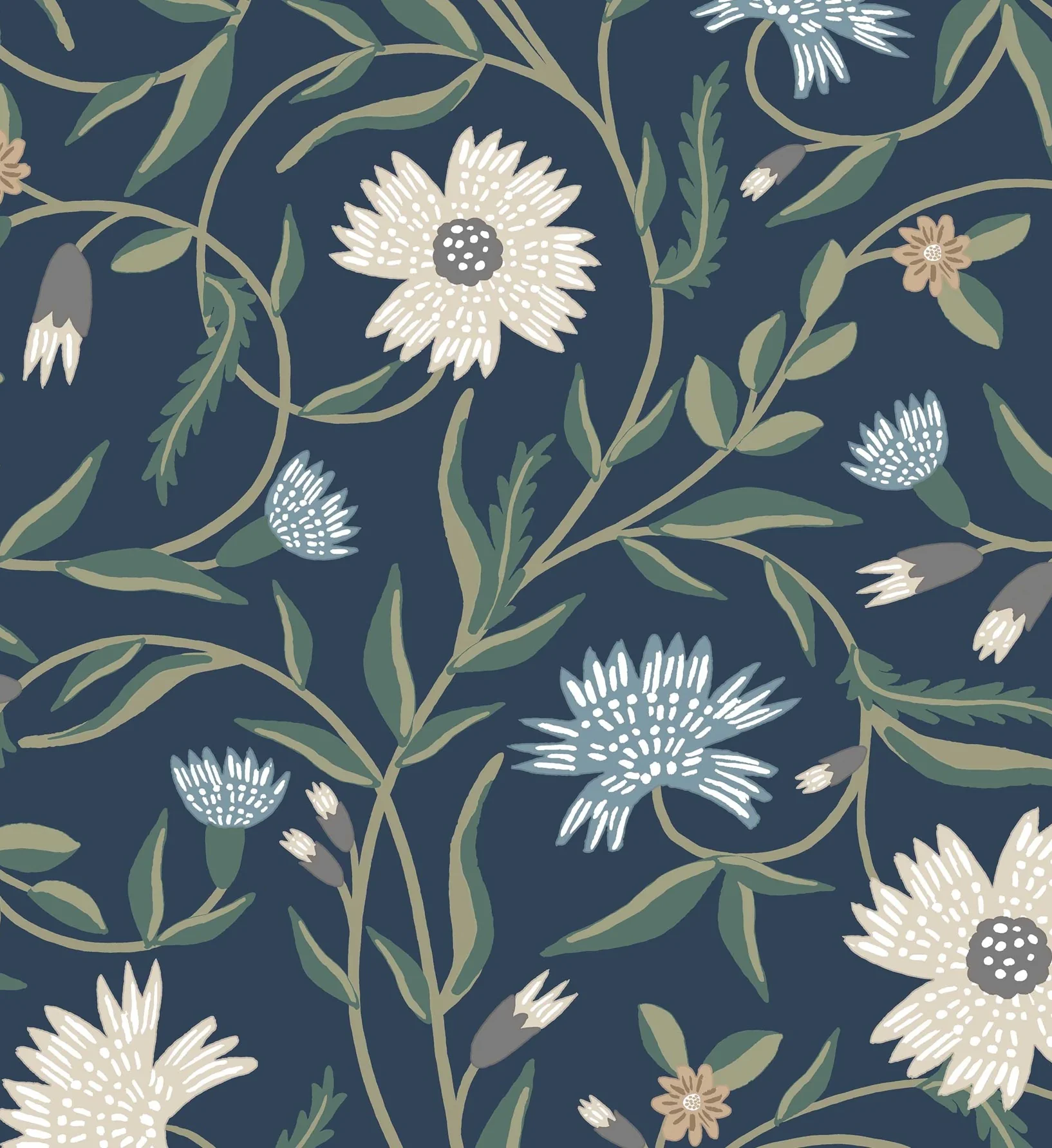 Aster Wallpaper - Navy - Image 2