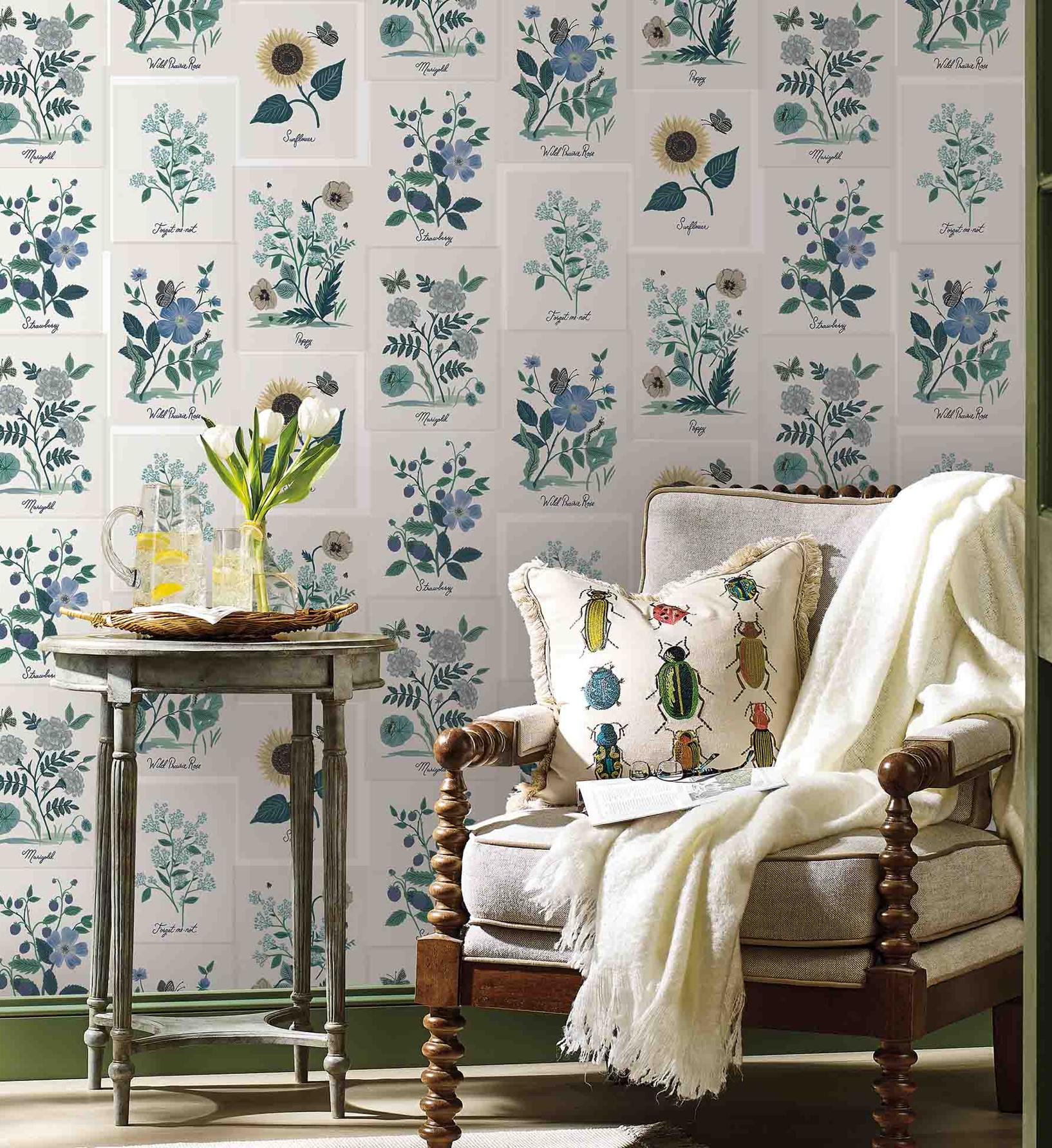 Botanical Prints Wallpaper - Indigo - Image 4