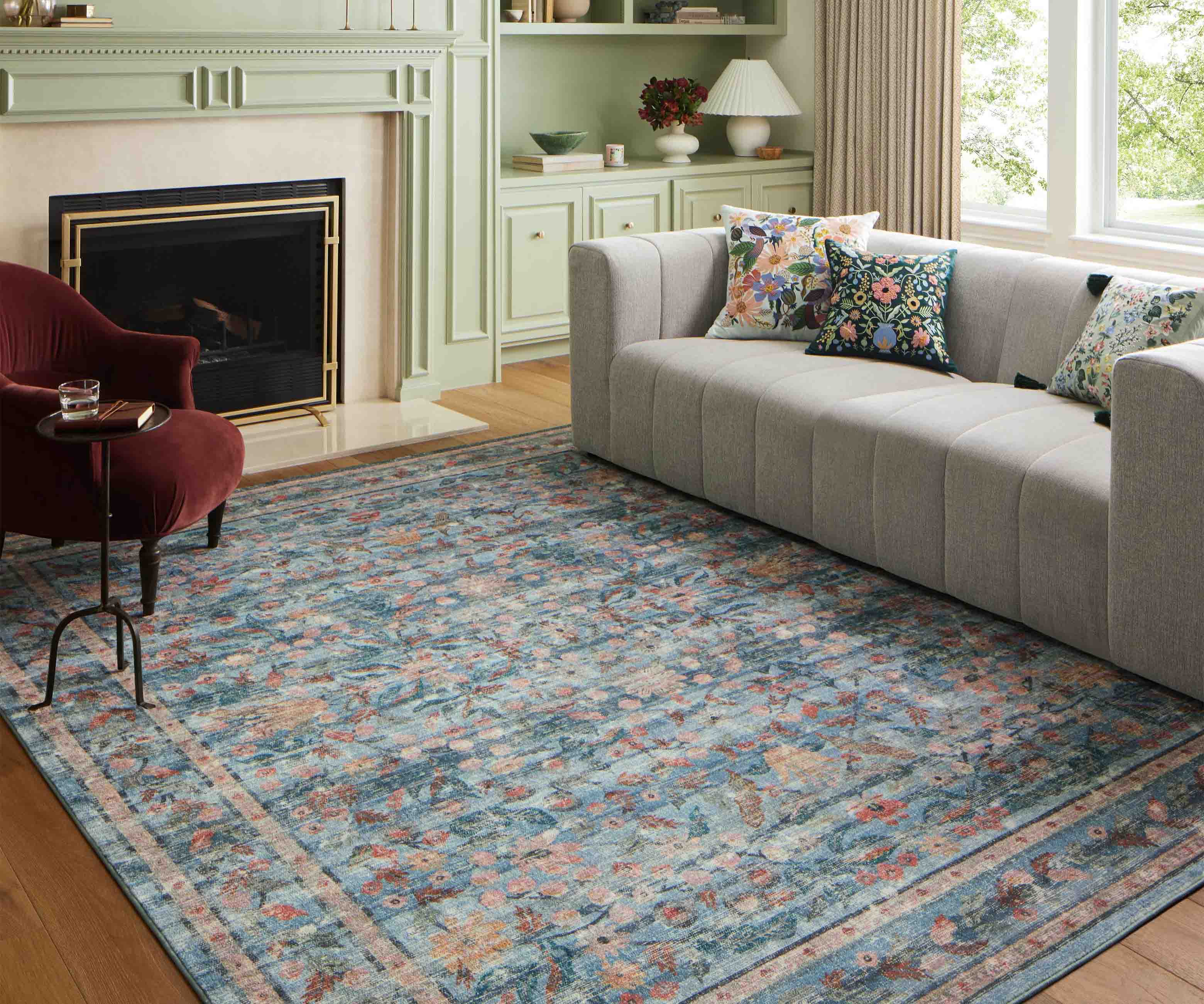 Courtyard Eve Printed Rug - Blue - Image 4