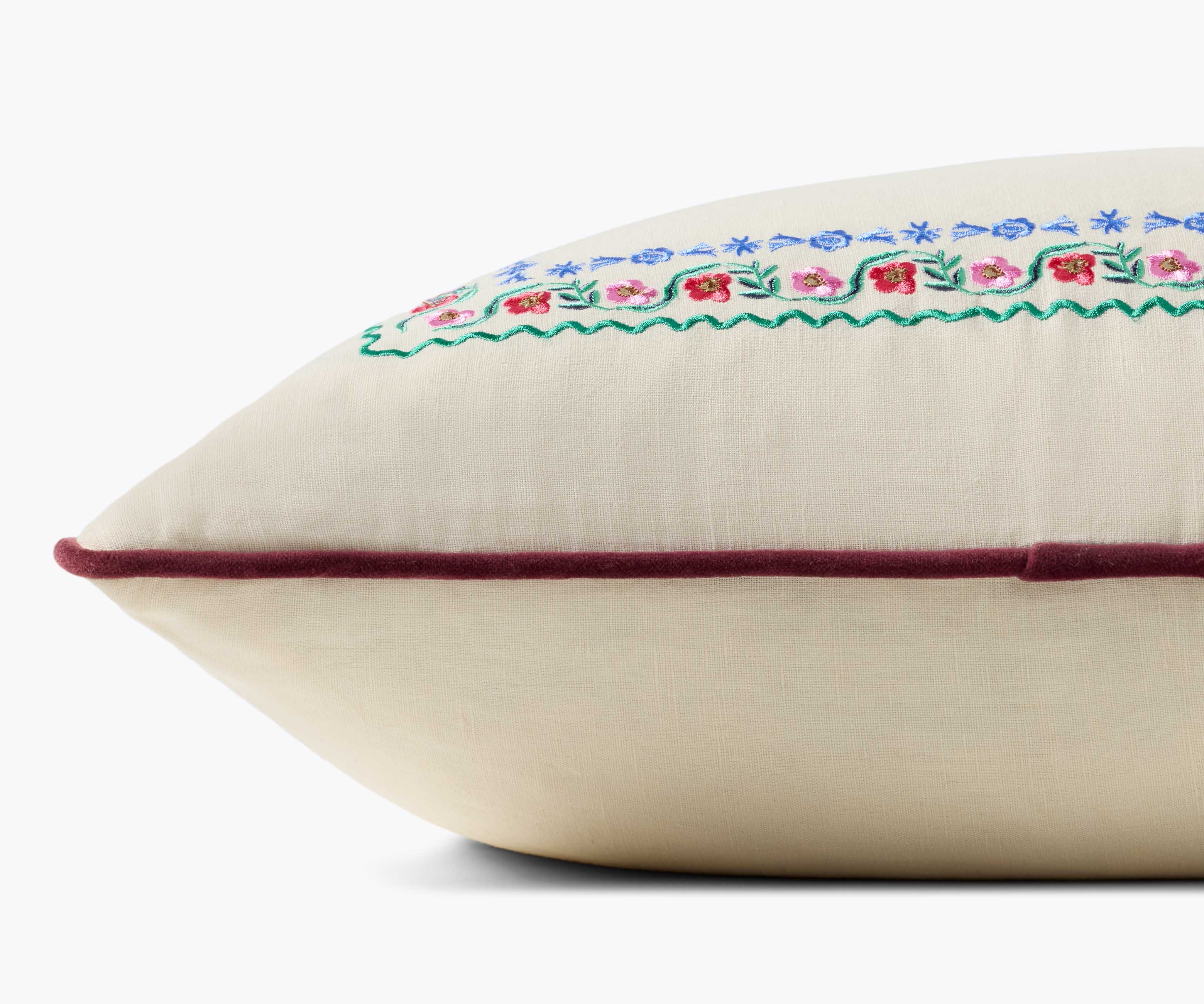 Delphine Border Embroidered Pillow - Cream - Image 2