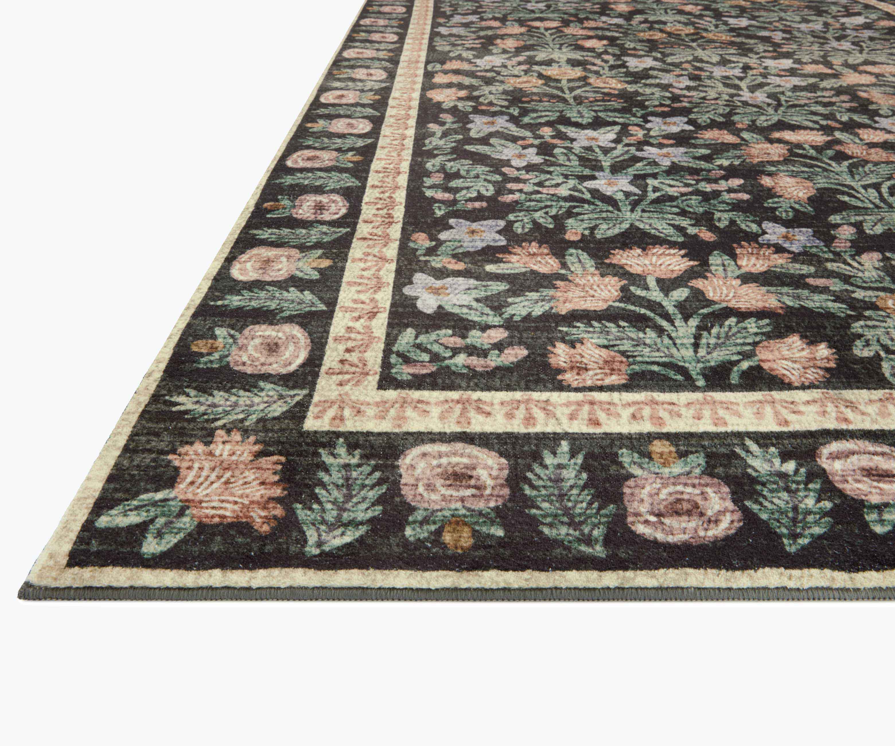 Eden Mughal Garden Power Loomed Rug - Black - Image 3
