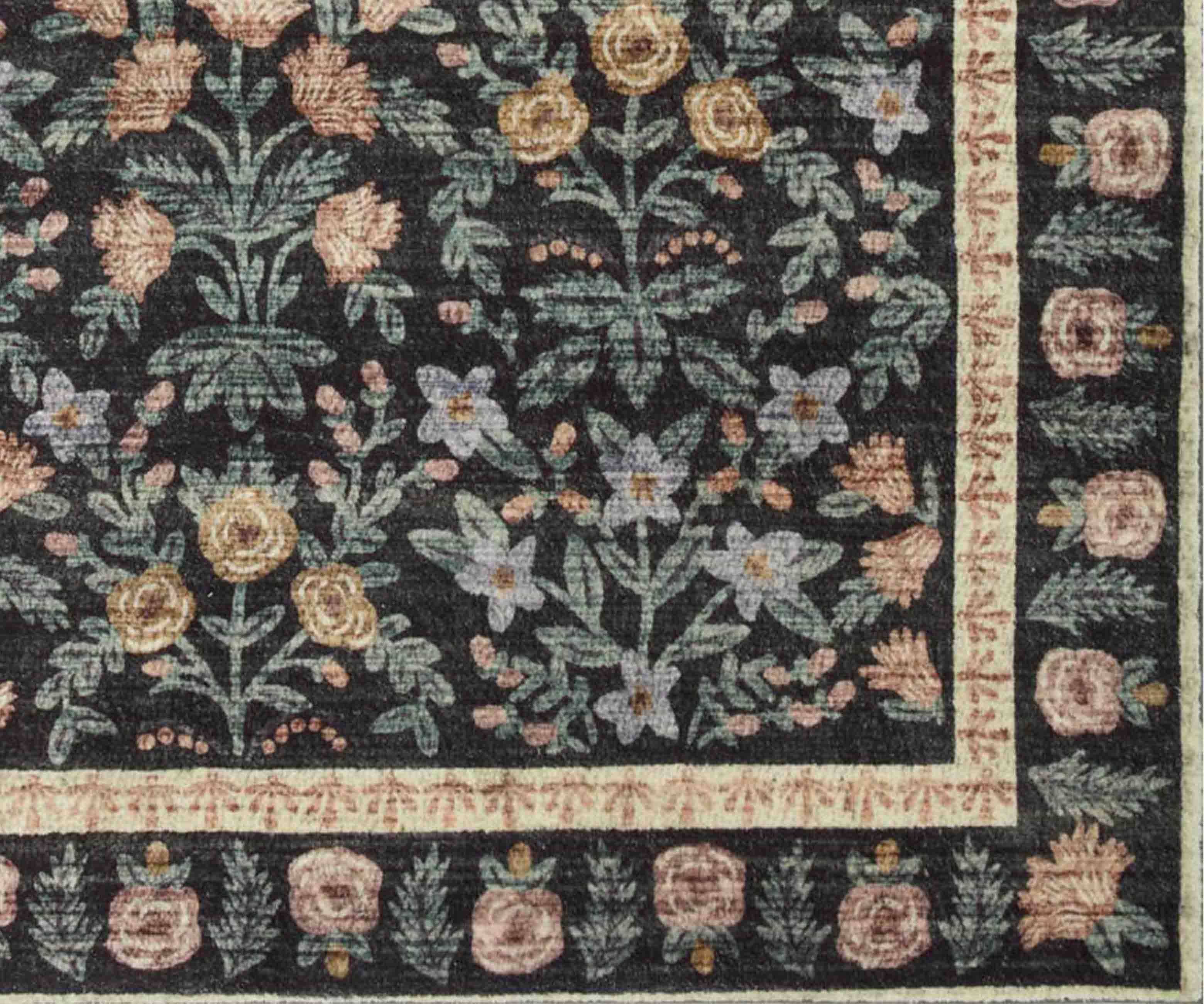 Eden Mughal Garden Power Loomed Rug - Black - Image 4