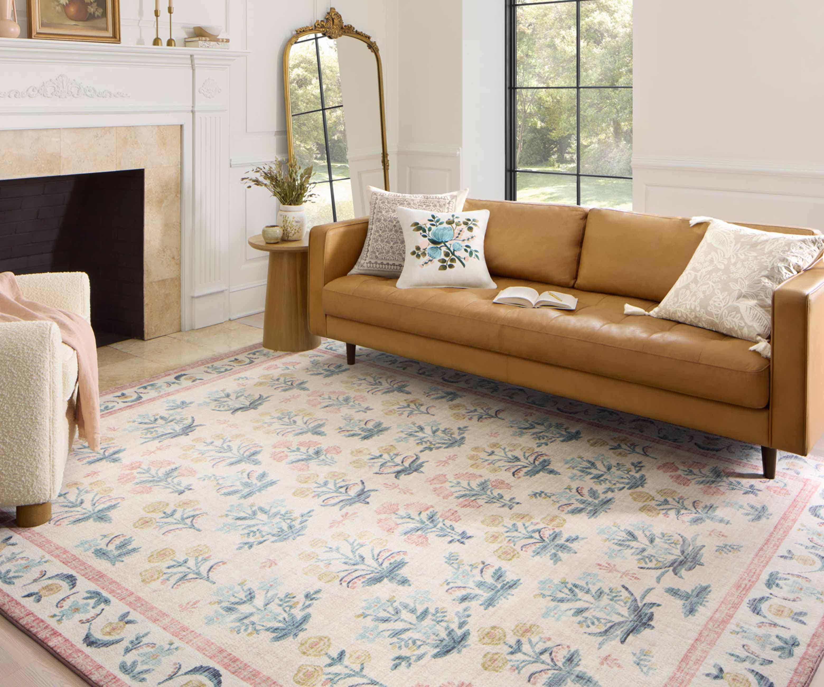 Eden Mughal Rose Power Loomed Rug - Blush - Image 2