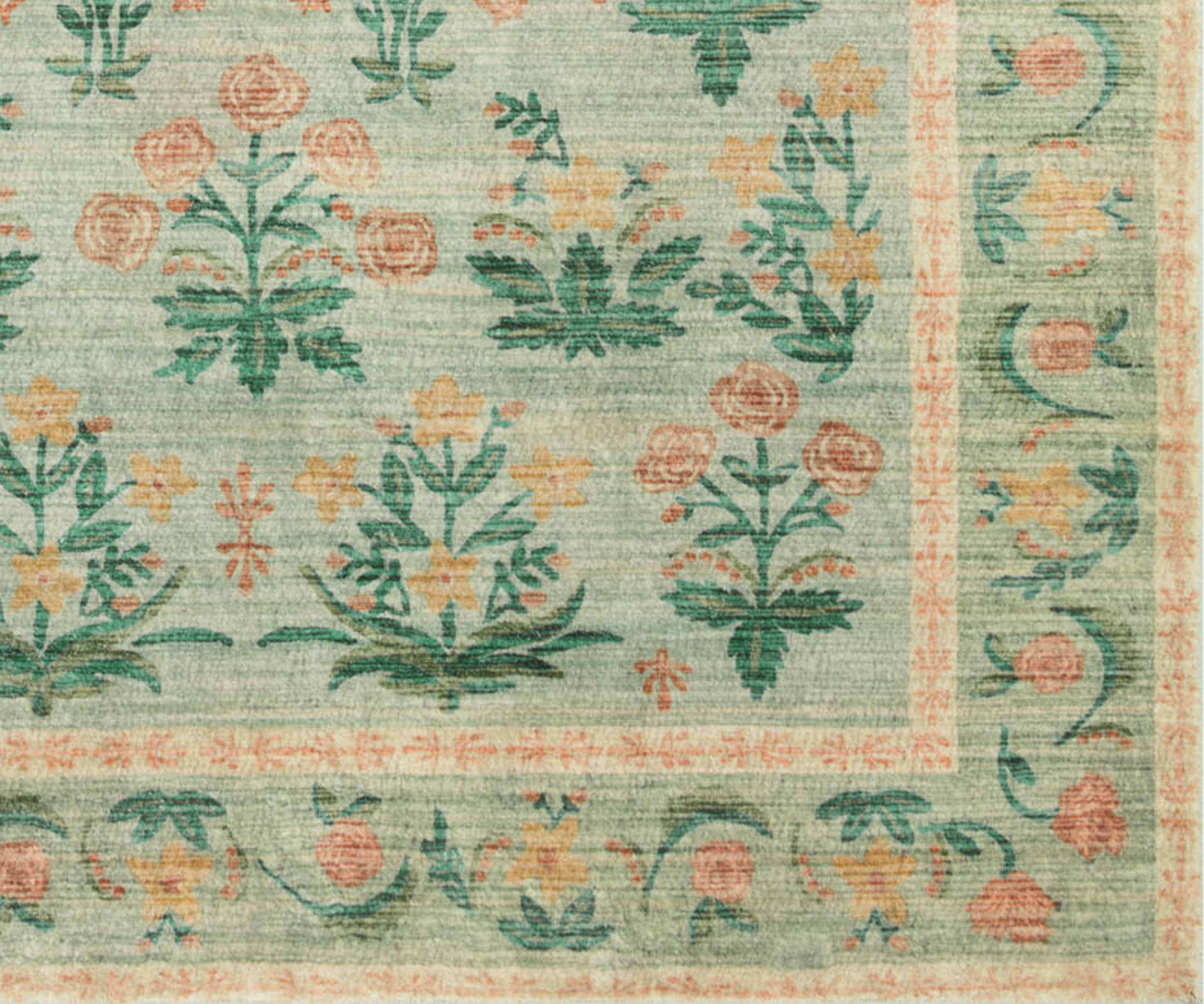 Eden Mughal Rose Power Loomed Rug - Moss - Image 5