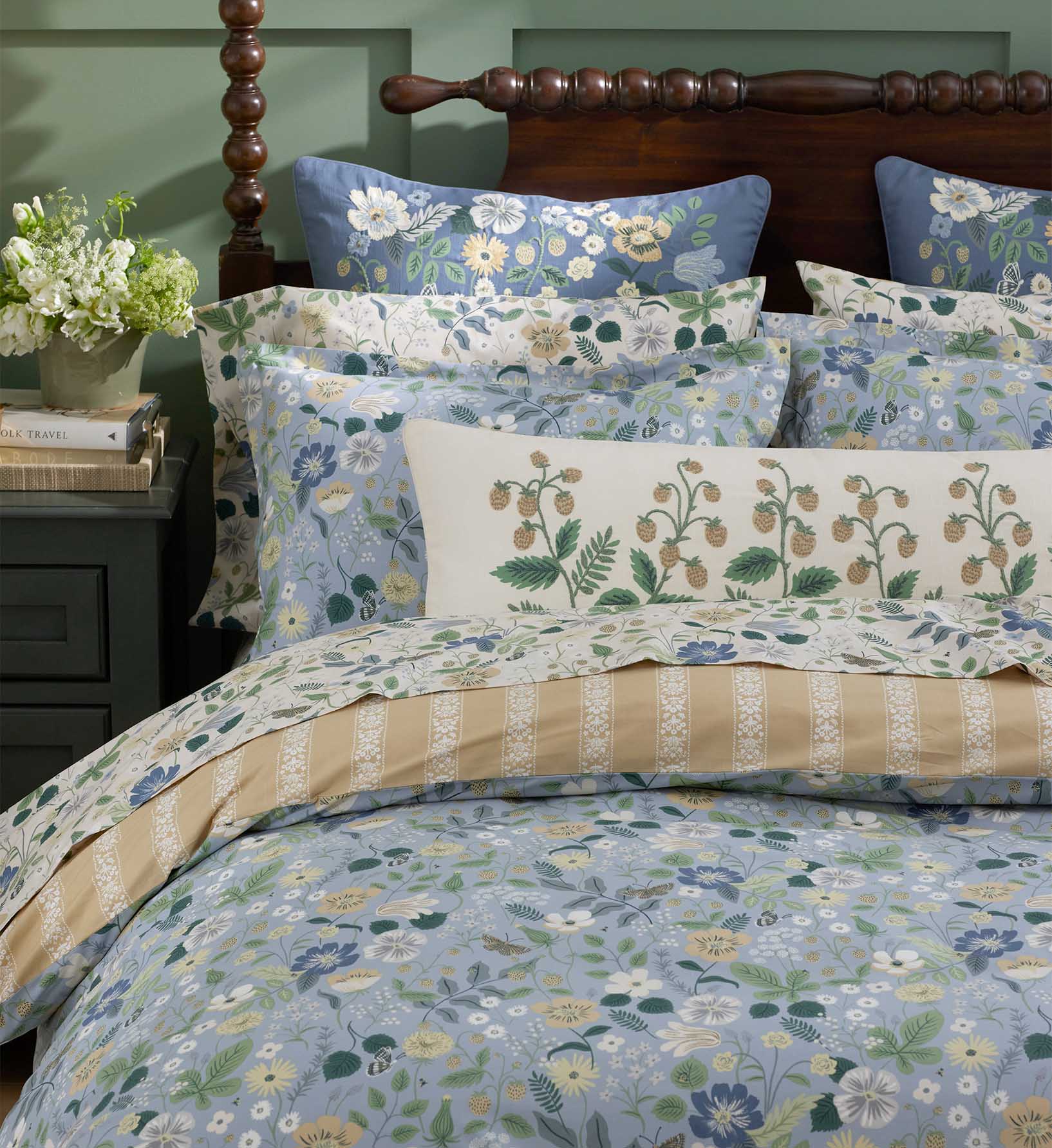 Embroidered Pillow Cover - Strawberry Fields Green - Image 5