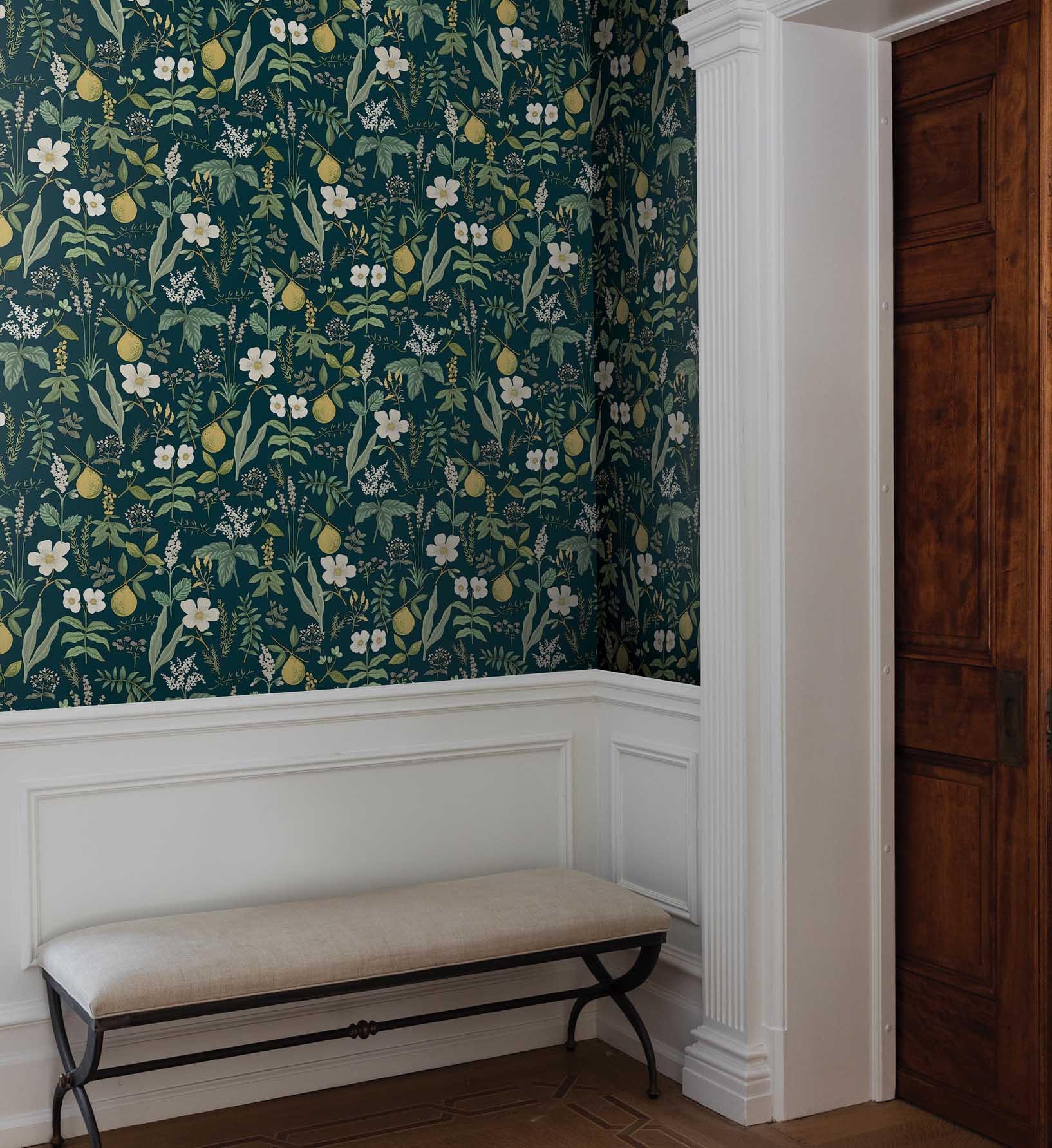 Herb Garden Peel & Stick Wallpaper Sample - Navy - Image 2