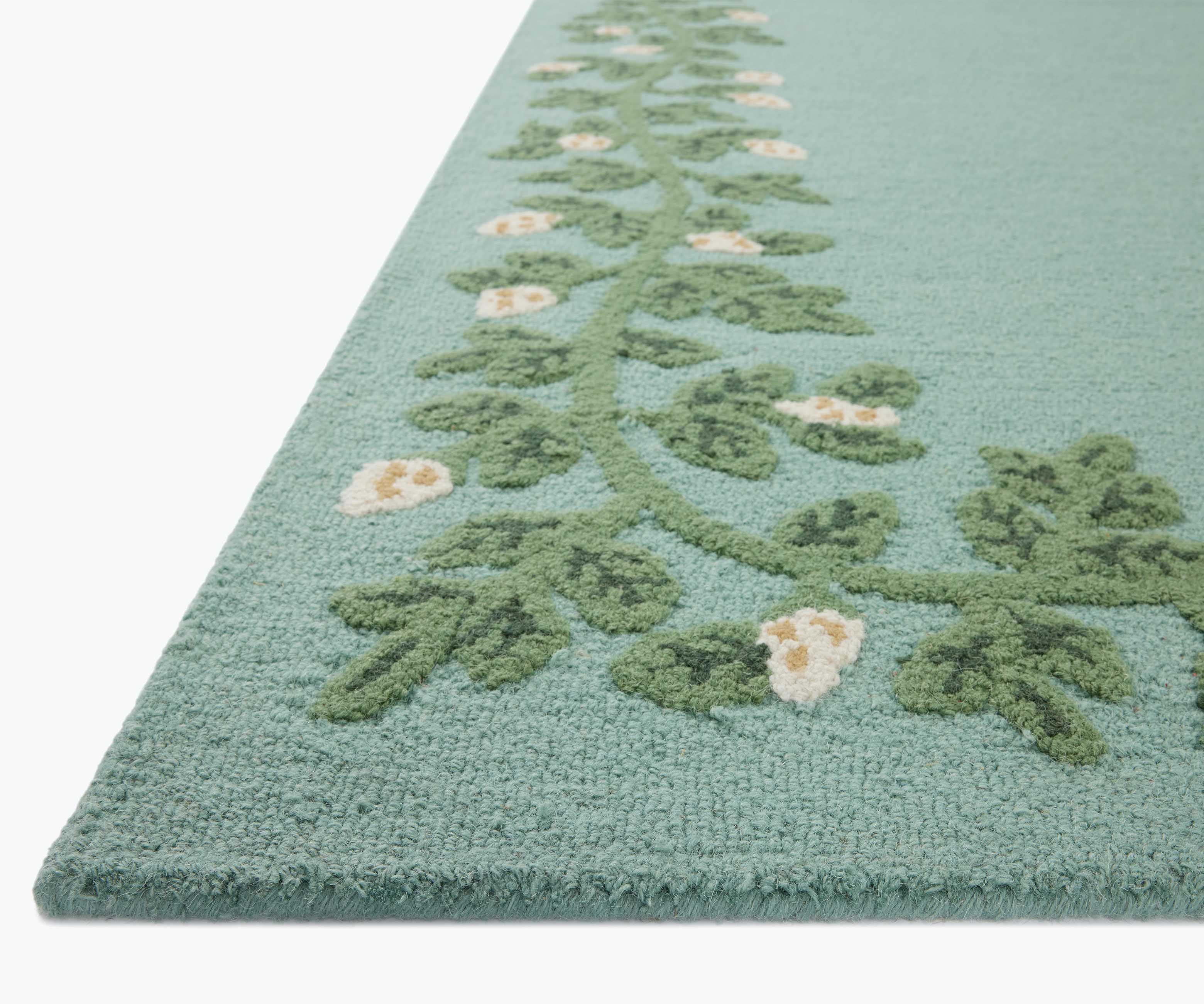 Highgrove Climbing Vines Wool Hooked Rug - Blue - Image 2