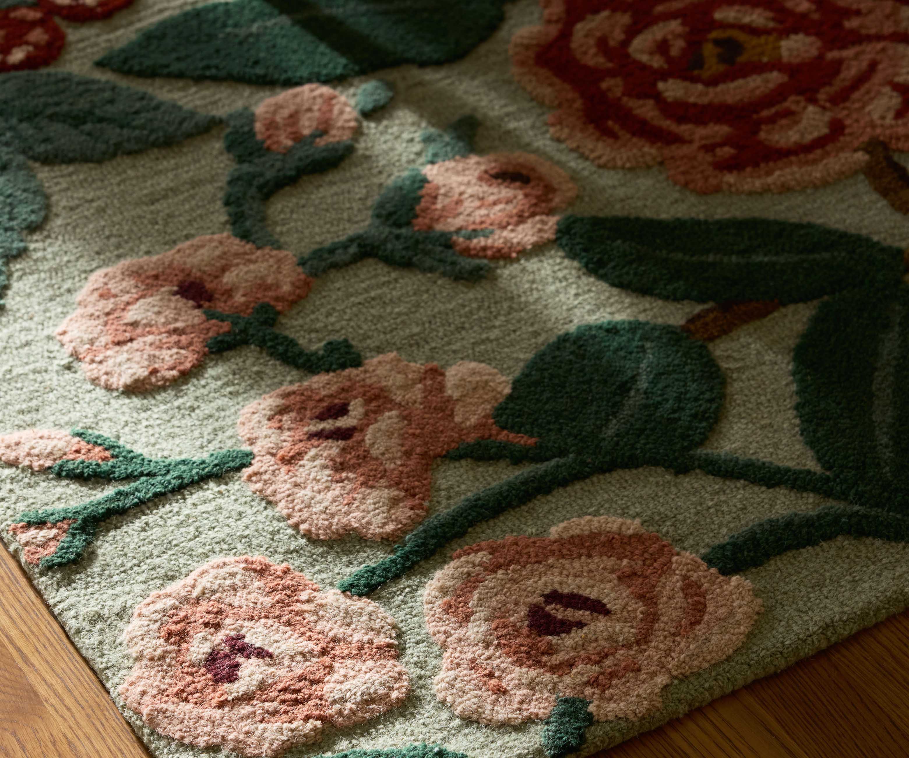 Highgrove Roses Wool Hooked Rug - Mint - Image 7