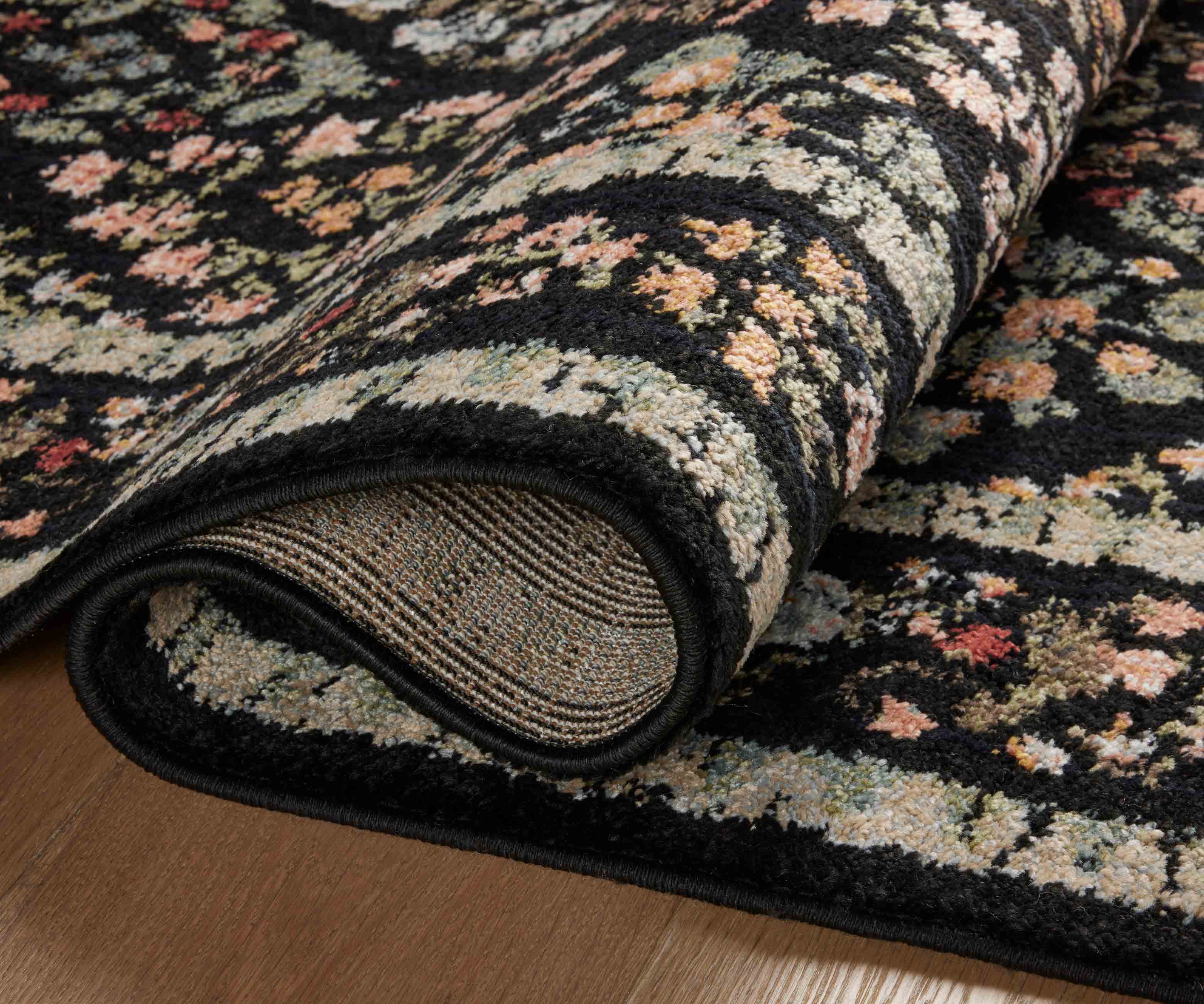 Laurel Parquet Power Loomed Rug - Black - Image 4