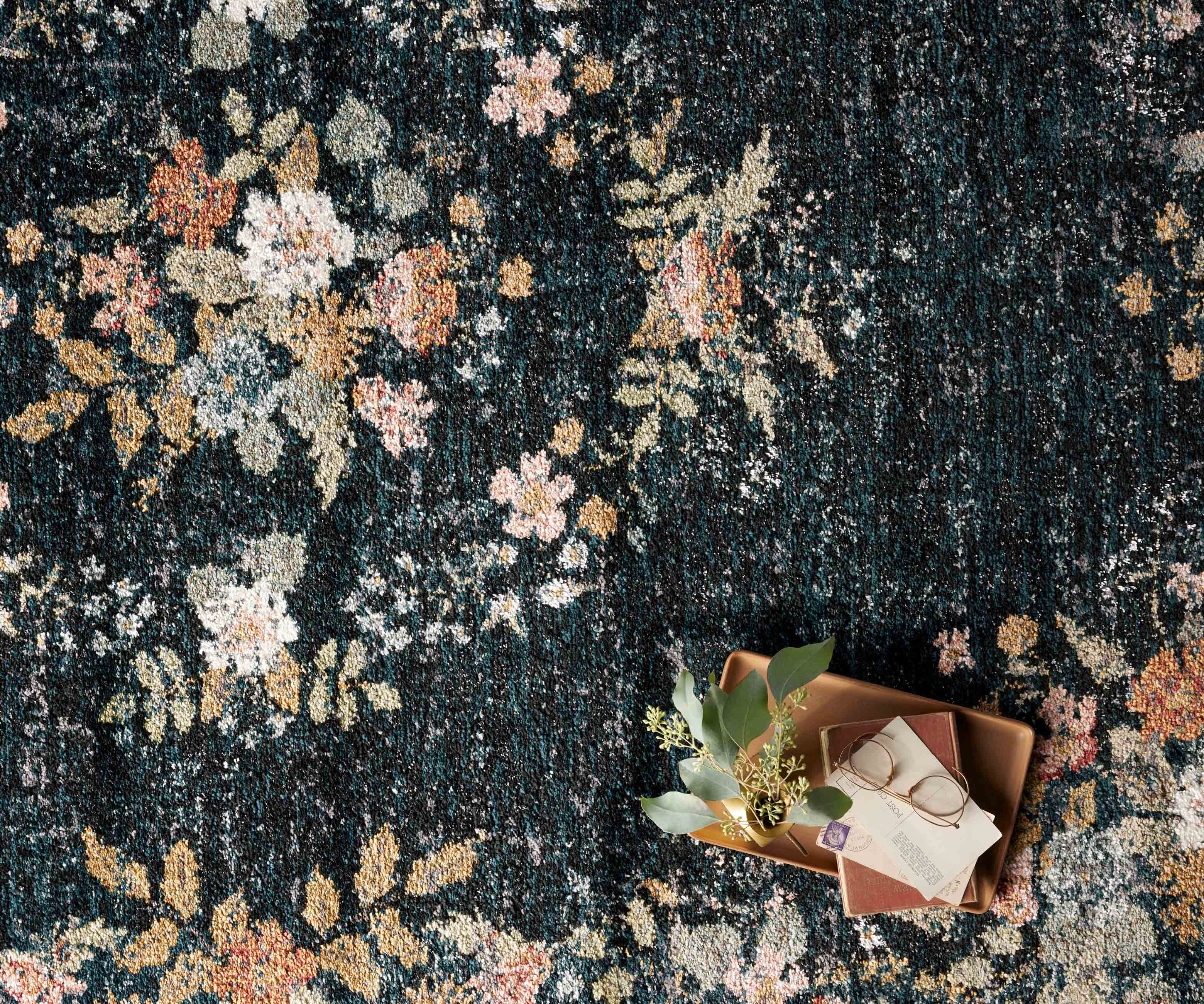 Laurel Strawberry Fields Medallion Power Loomed Rug - Navy - Image 2