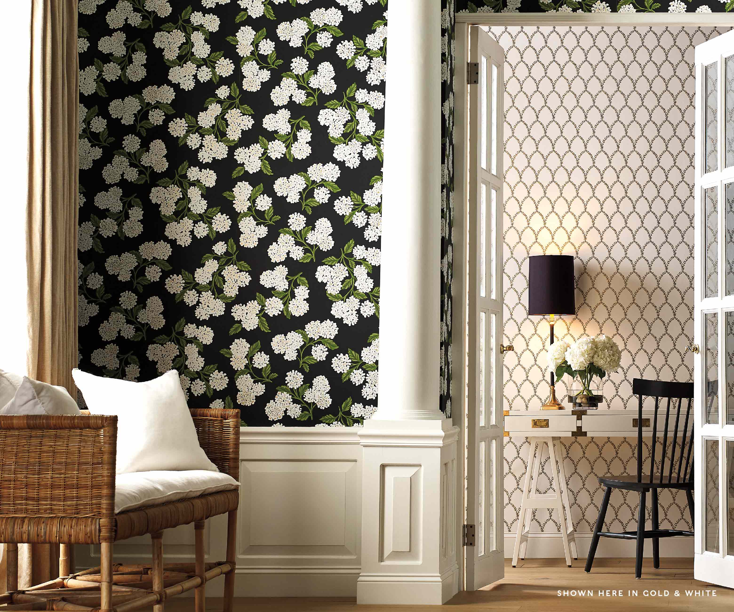 Laurel Wallpaper - Metallic Gold & White - Image 4