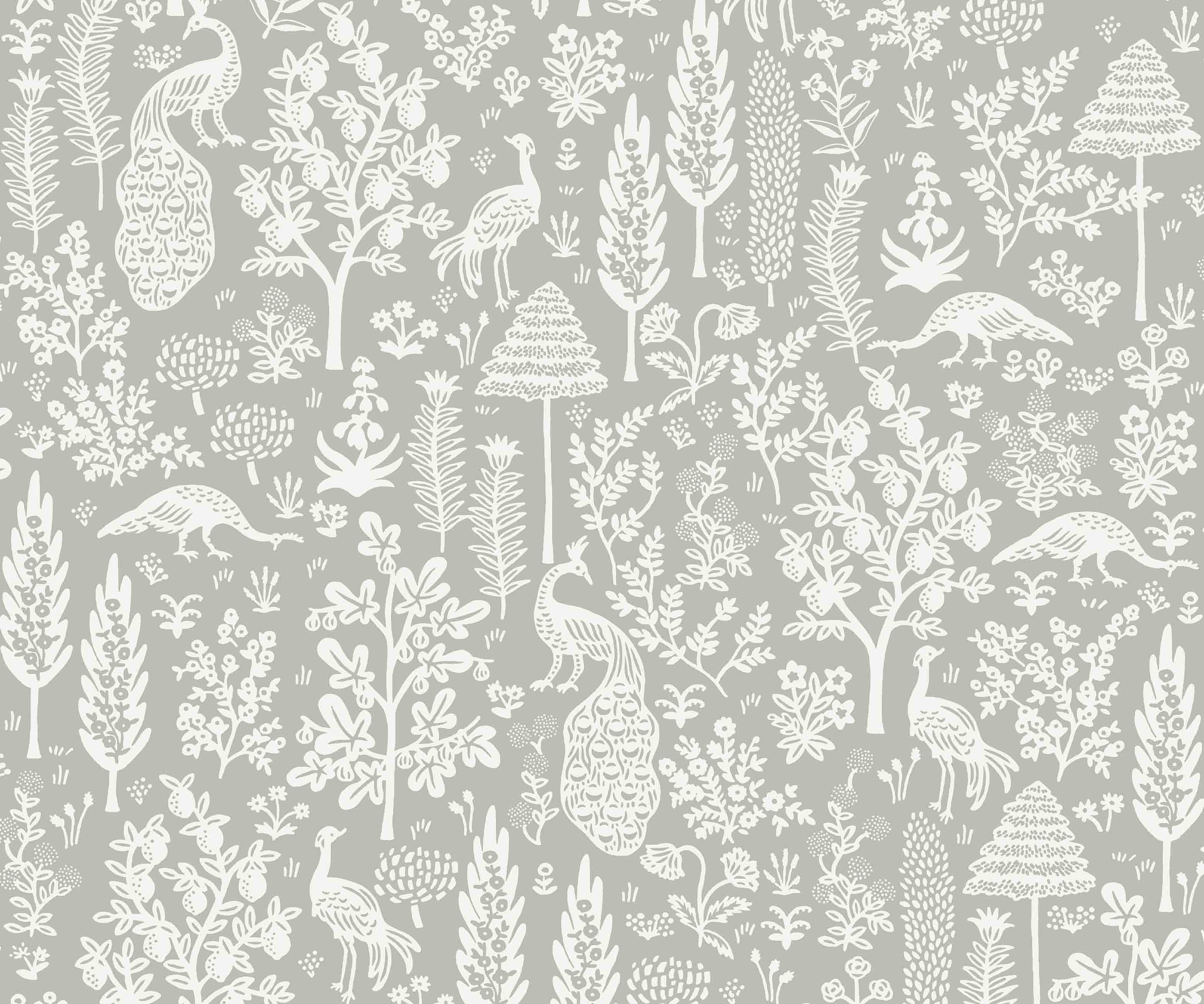 Menagerie Toile Wallpaper - Grey & White - Image 3
