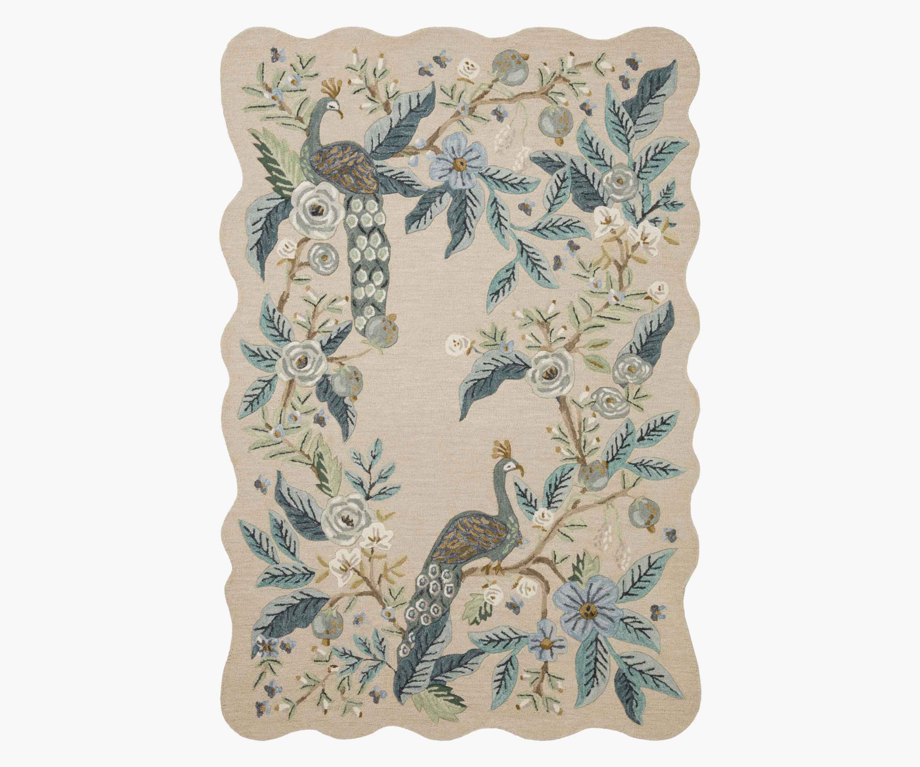Peacock Wool-Hooked Rug - Blue - Image 10
