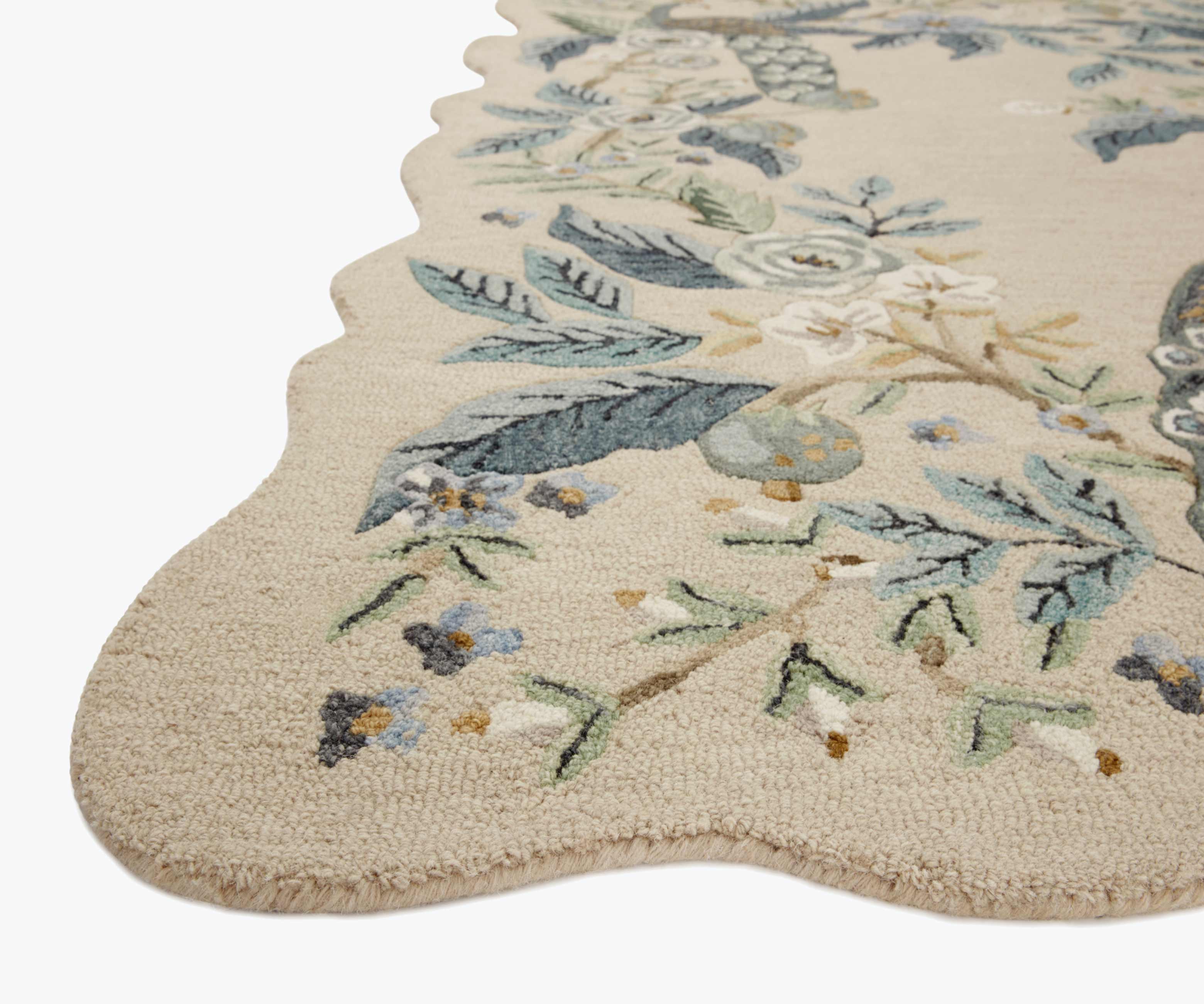 Peacock Wool-Hooked Rug - Blue - Image 5