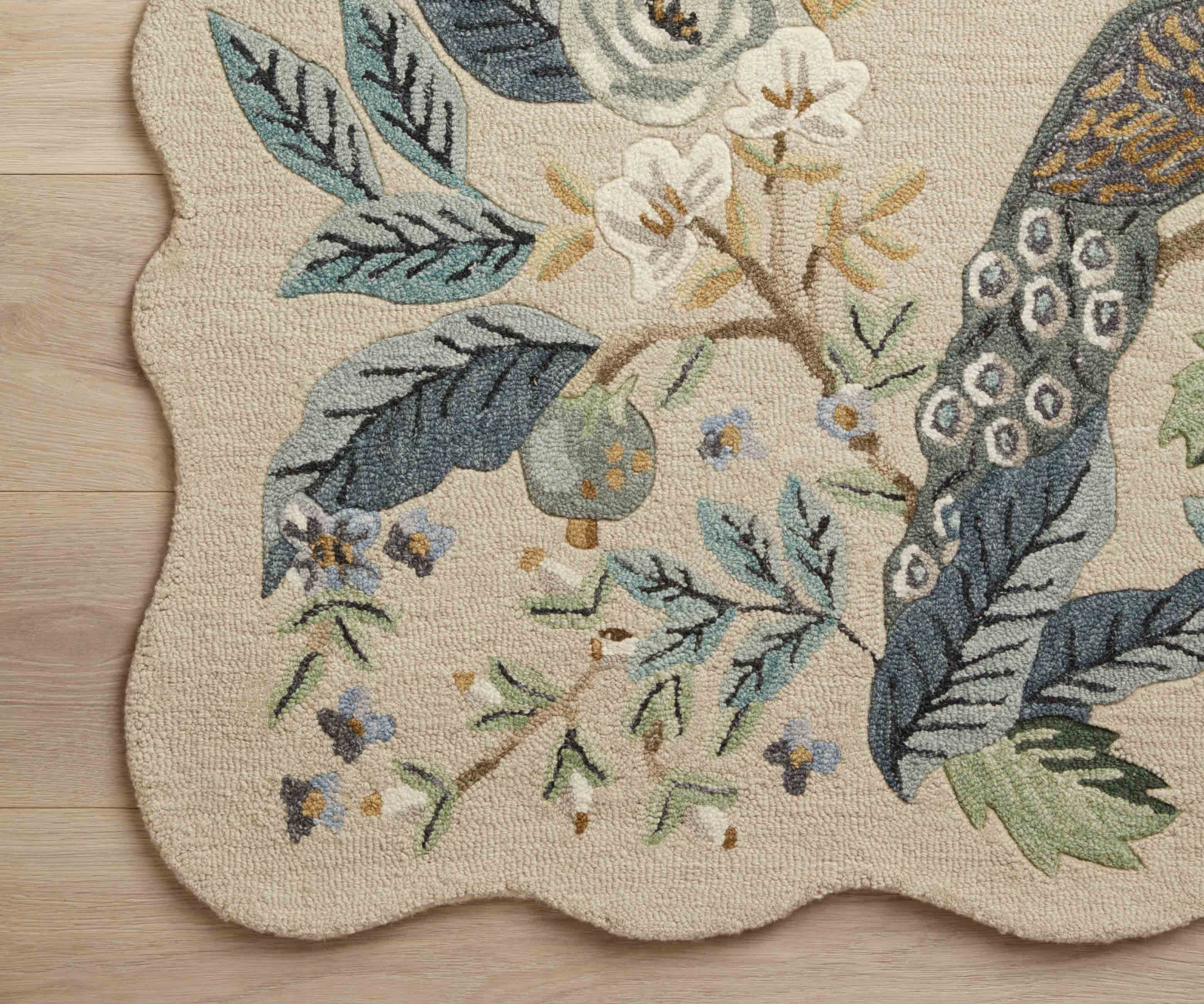 Peacock Wool-Hooked Rug - Blue - Image 9