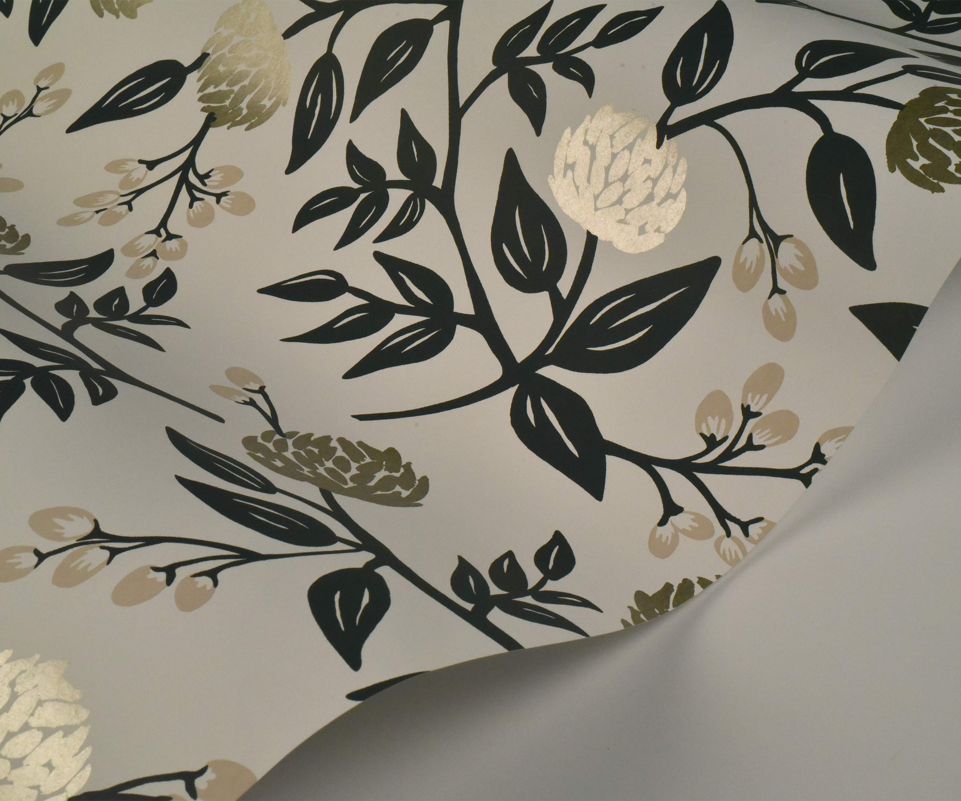 Peonies Wallpaper - White & Black - Image 3