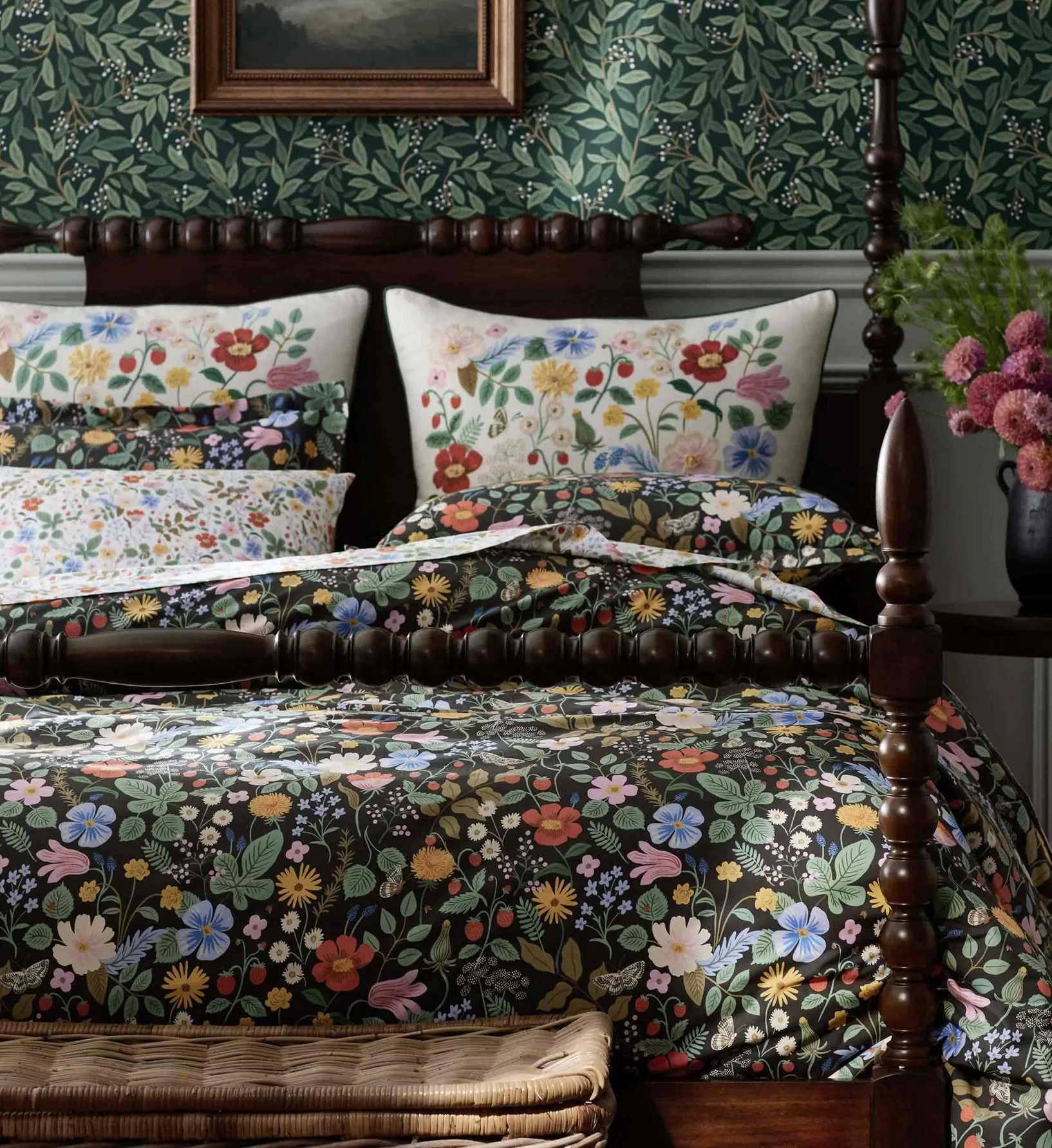Percale Duvet Cover - Strawberry Fields Black - Image 2