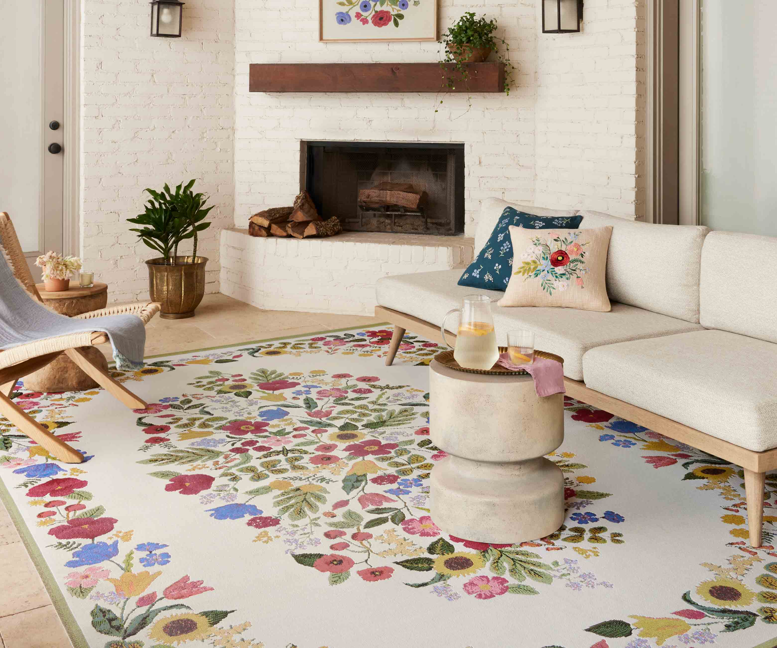 Perennial Blossom Power Loomed Rug - Cream - Image 2