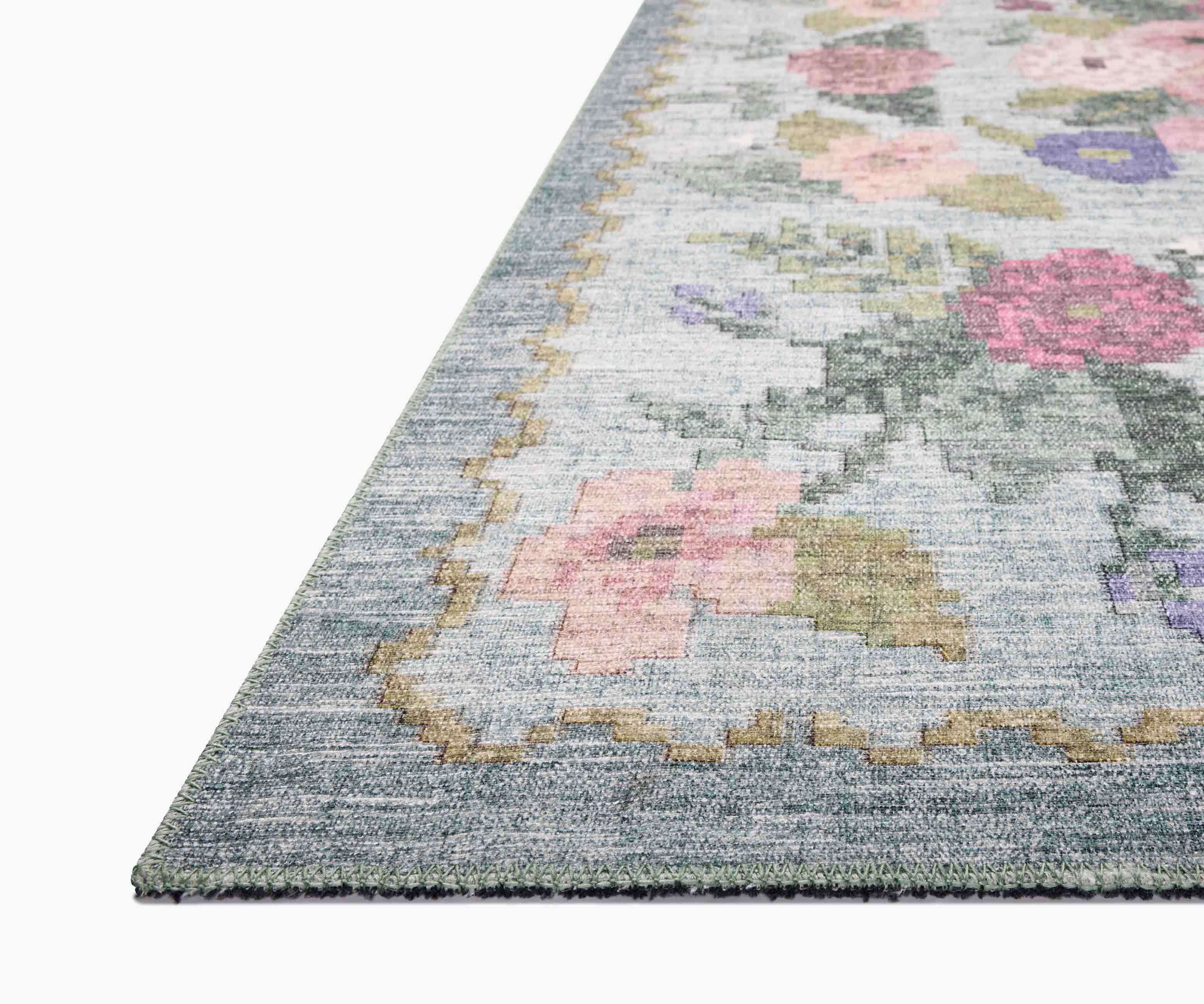 Rosa Antique Rose Power Loomed Rug - Sky - Image 3