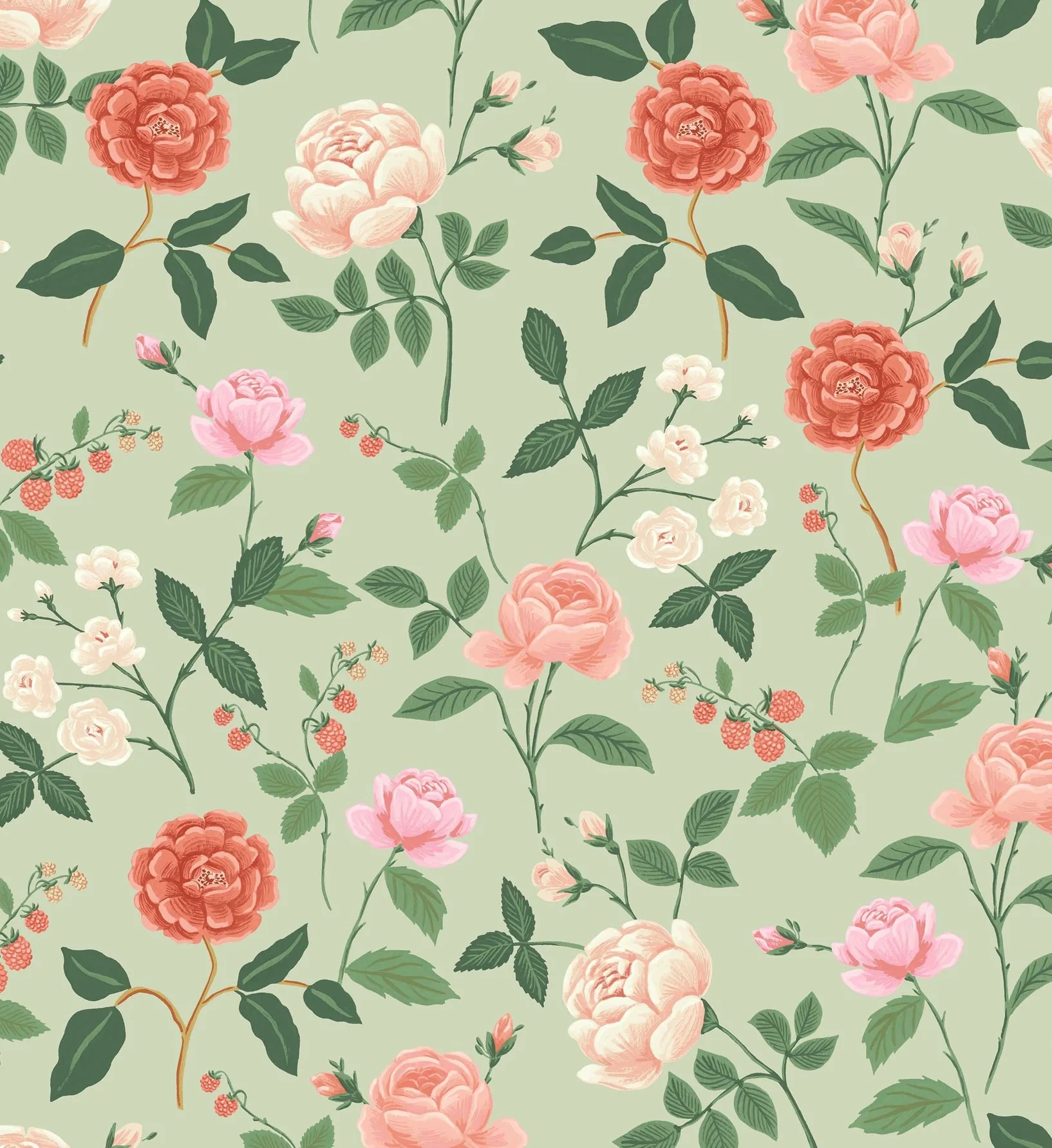 Roses Wallpaper - Mint - Image 2