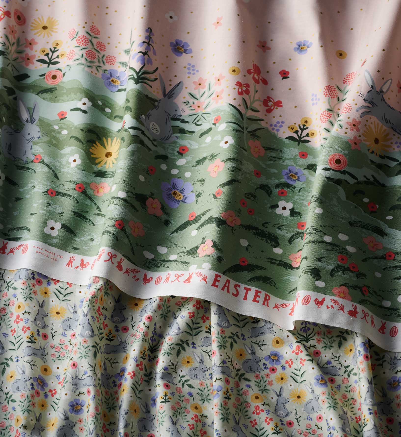 Spring Meadow Cotton Metallic Fabric - Pink - Image 2
