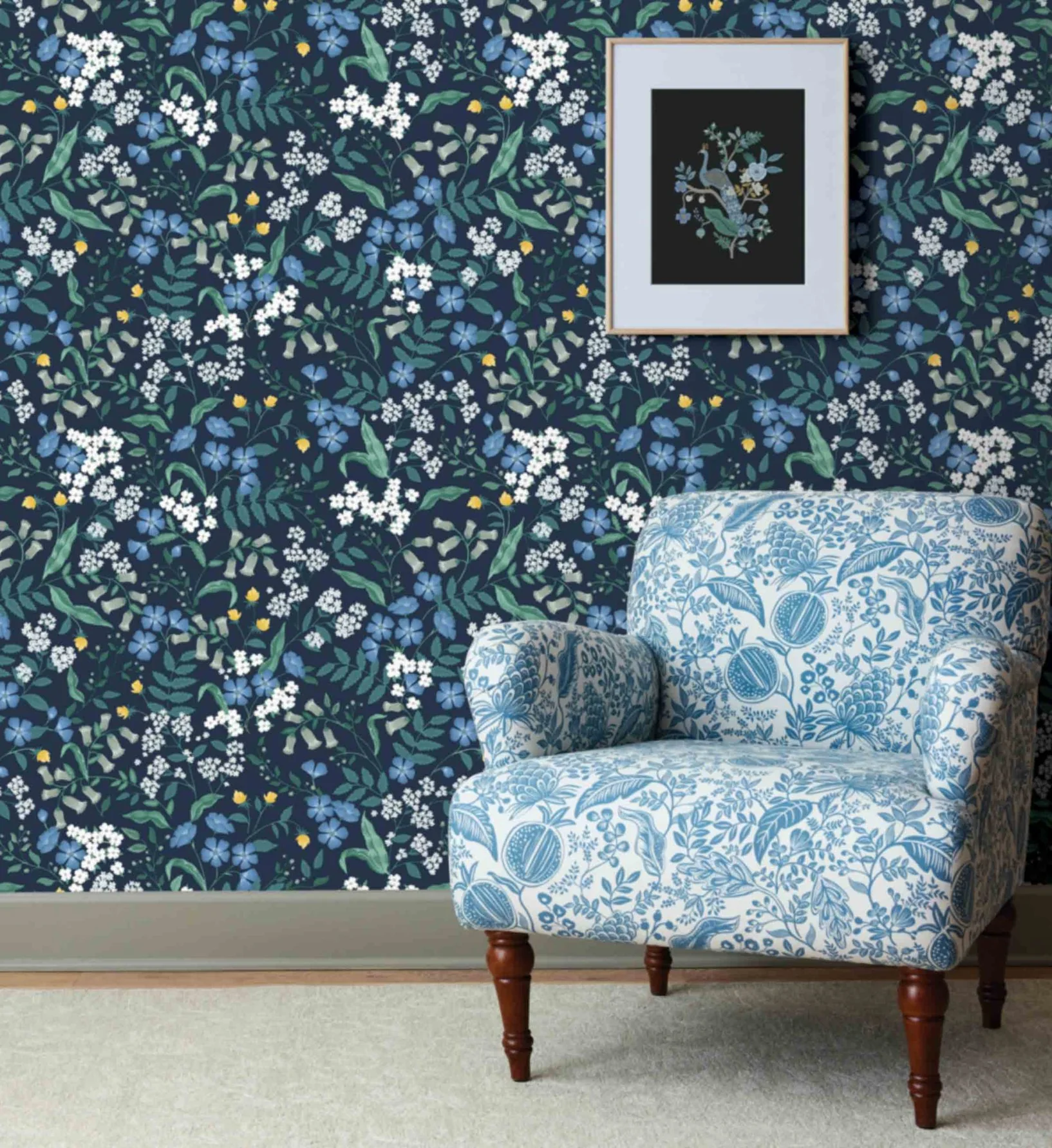 Sweetbrier Peel & Stick Wallpaper - Navy - Image 3