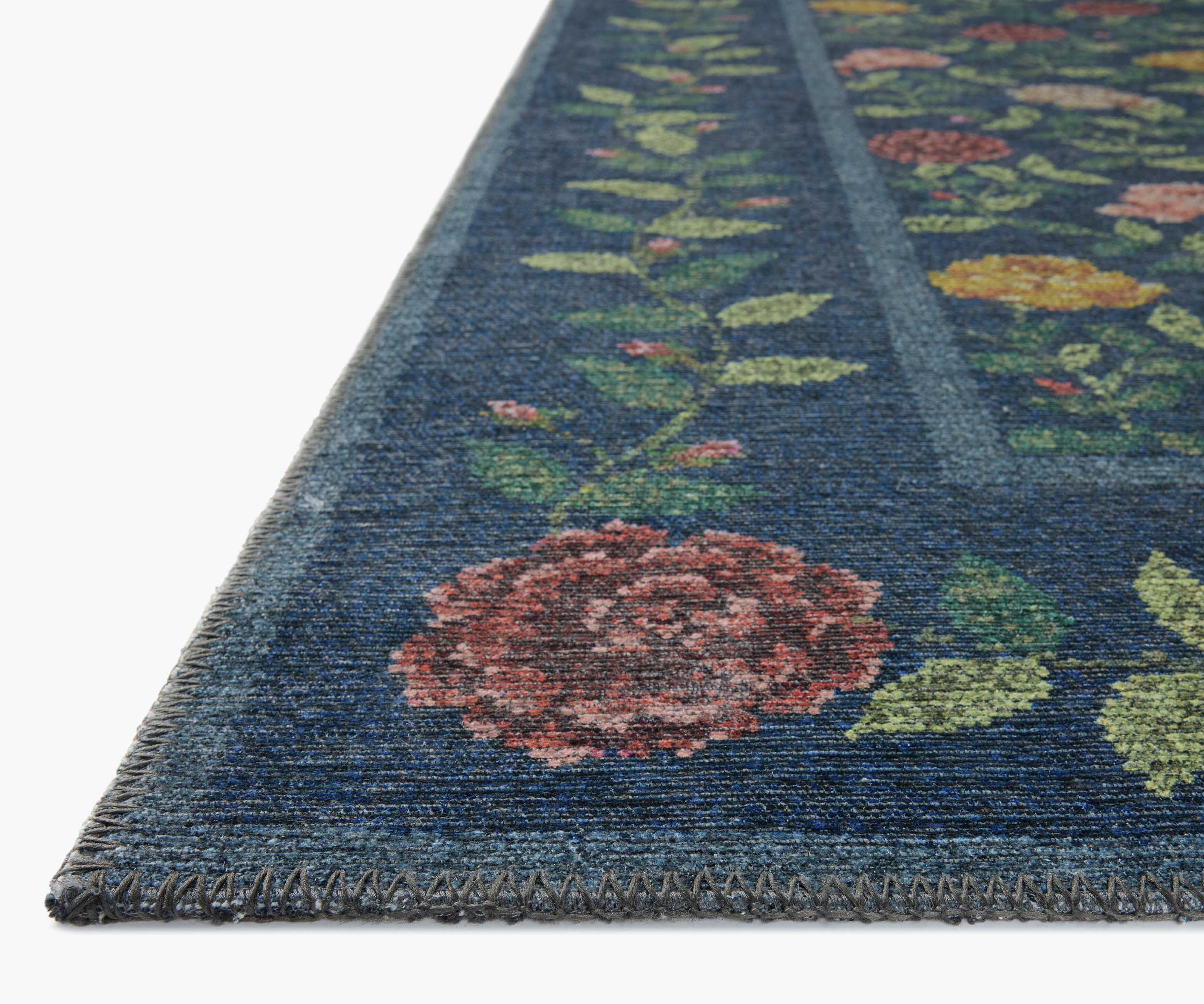Wildwood Rose Trellis Printed Rug - Navy - Image 2