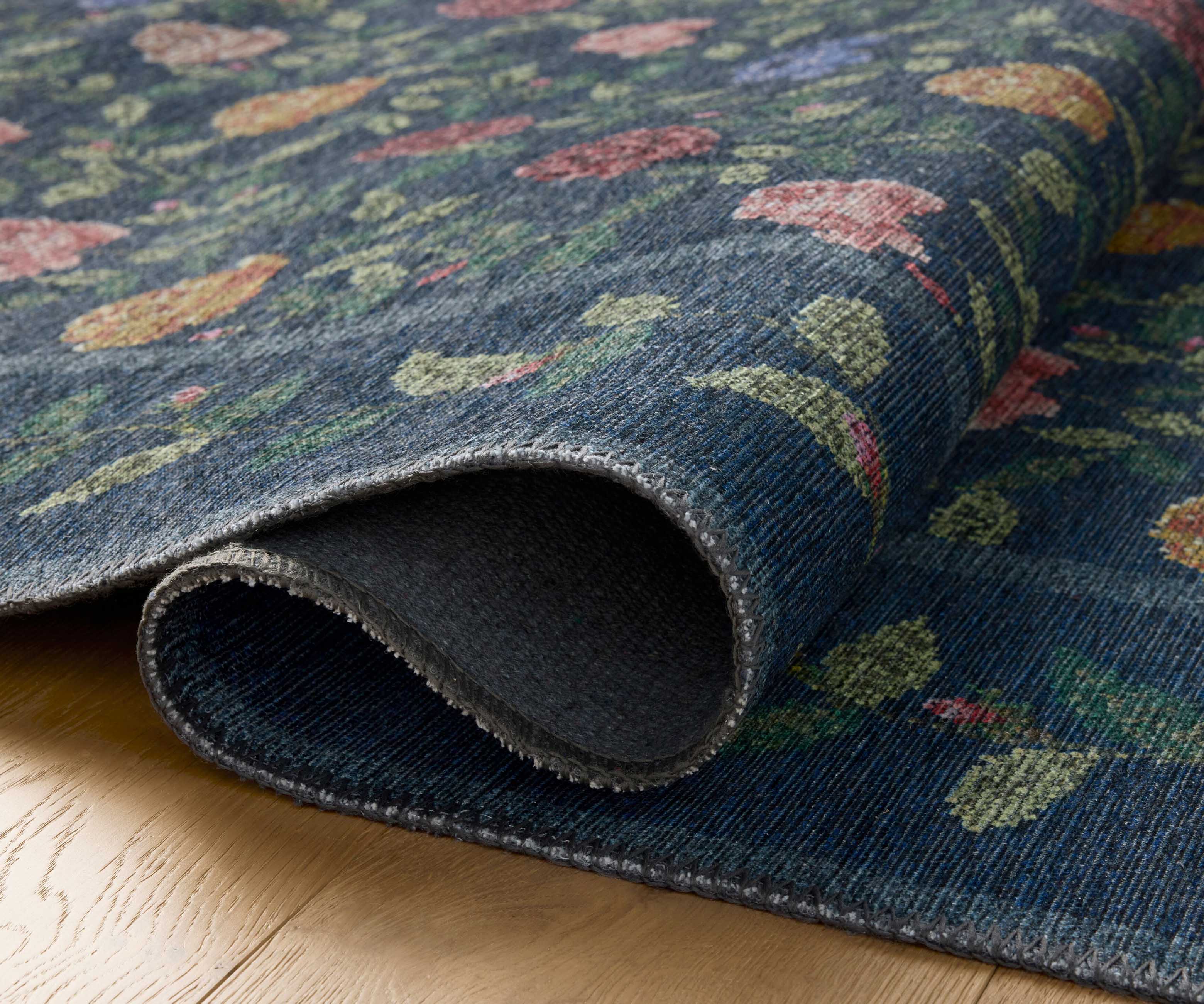 Wildwood Rose Trellis Printed Rug - Navy - Image 4